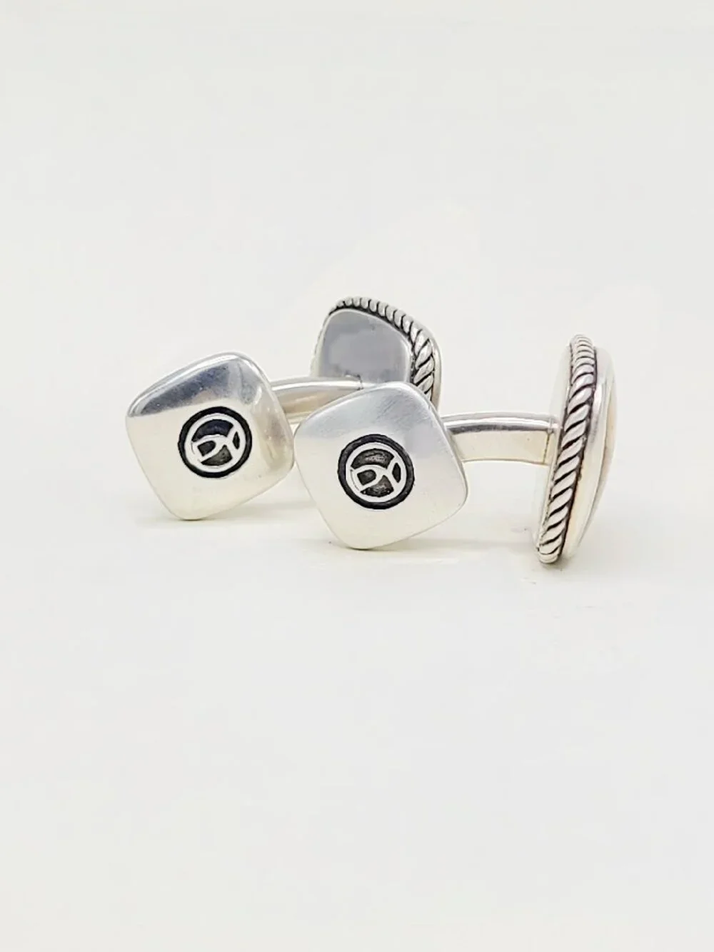 David Yurman Exotic Stone Cufflinks in Sterling Silver with Jasper - RARE